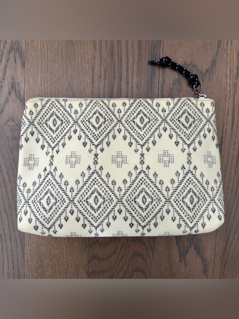 Madewell Coated Canvas Zip Pouch Style C1668 in Bleached Linen and Black